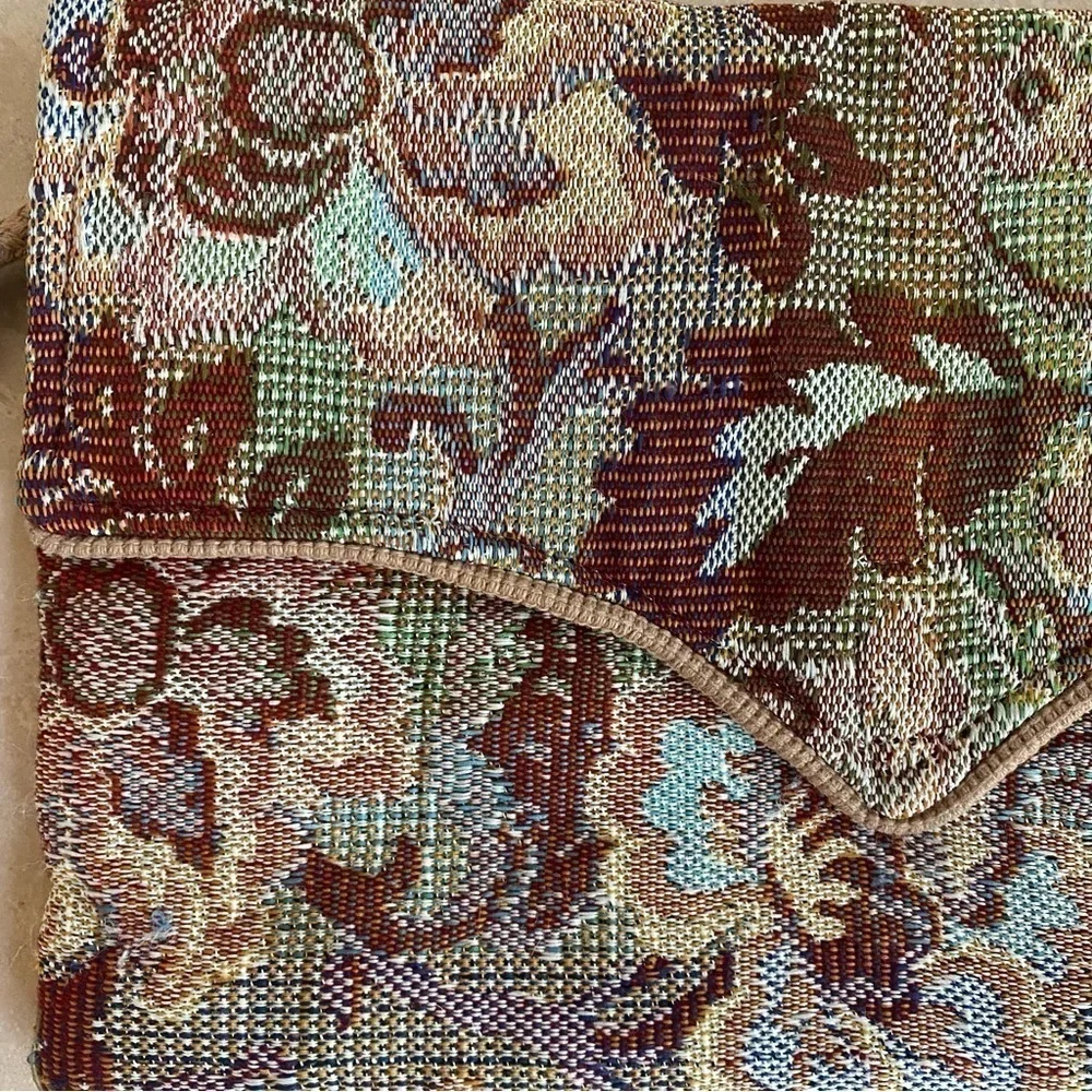 Tibor Handbags California Vintage Floral Tapestry Bohemian Foldover Clutch